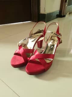 Women's Heel Sandals | Red & Silver Color