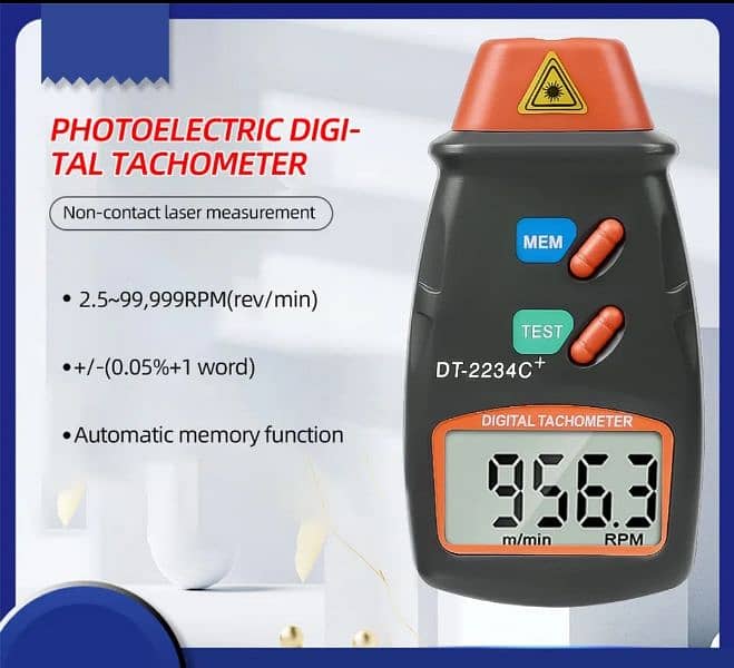 Digital Laser Photo Tachometer Non Contact Rpm Tach Laser Ta 2