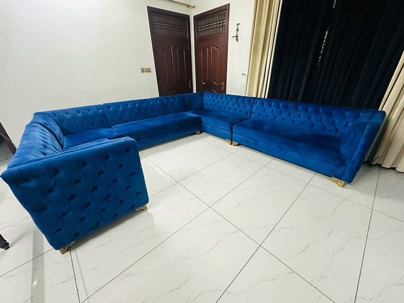 Royal blue L shaped sofa 12 seater 0