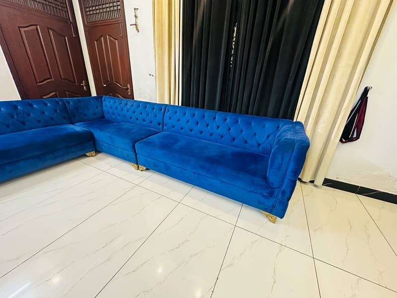 Royal blue L shaped sofa 12 seater 4