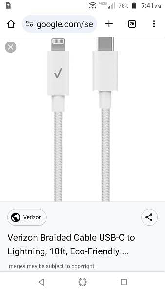 Verizon 10 feet type C to iphone braided cable 3