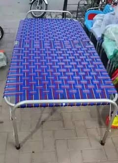 Folding Bed - Blue & Silver (Folding charpai) used, best condition