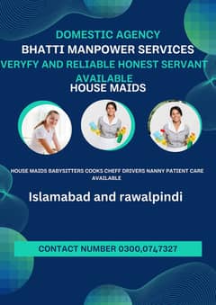 HOUSE MAIDS BABYSITTERS COOKS COUPLE ETC STAFF AVAILABLE