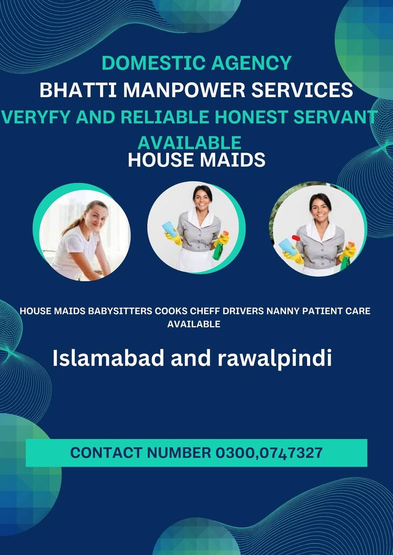 HOUSE MAIDS BABYSITTERS COOKS COUPLE ETC STAFF AVAILABLE 0