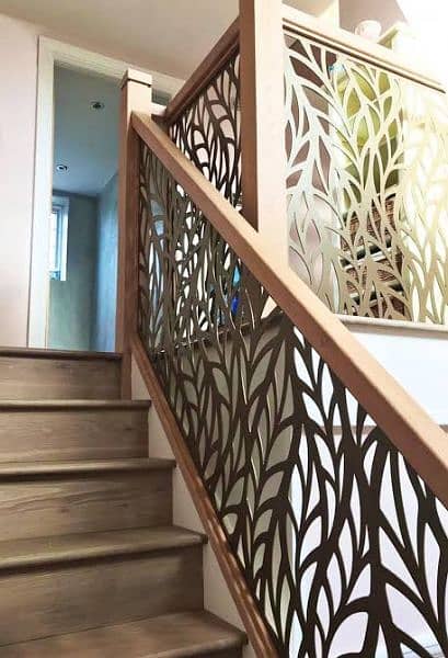 cnc railing design for front elevation an stair case 3