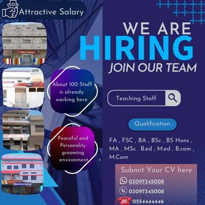 An educational institute require female and male teaching staff