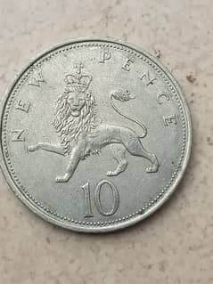 British old 19 century 10 Pence Coin 1968