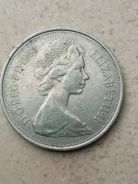 British old 19 century 10 Pence Coin 1968 1