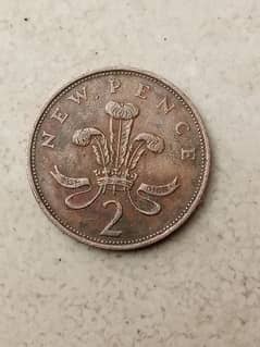 British Old and Precious Two Pence Coins antique piece