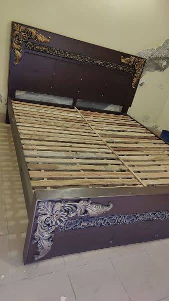 wooden bed for sale in beautiful golden design 1