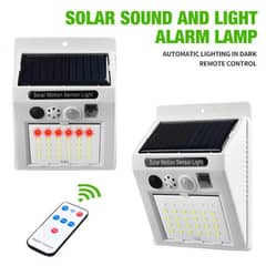 Outdoor Waterproof Solar Wall Light Alarm Lamp Remote Control 0