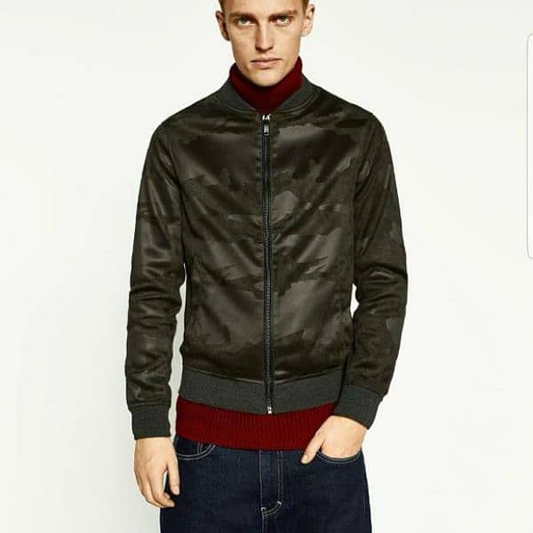 Zara Man Camo Suede Bomber Jacket Size Medium For Men 0