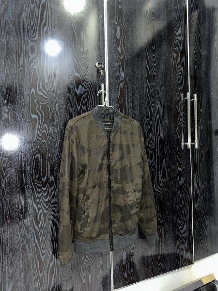 Zara Man Camo Suede Bomber Jacket Size Medium For Men 3