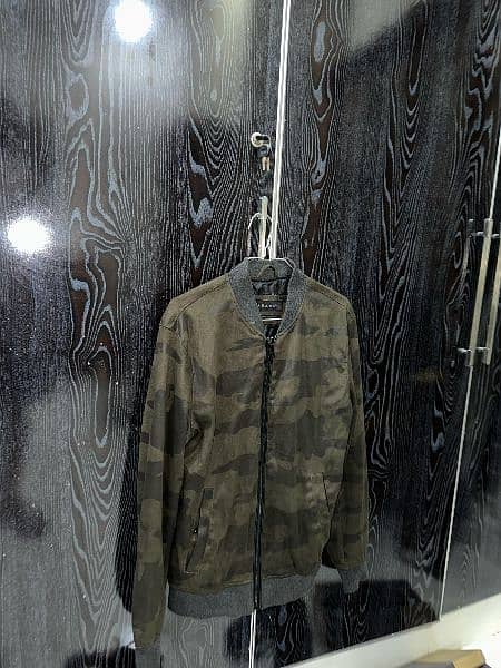 Zara Man Camo Suede Bomber Jacket Size Medium For Men 4