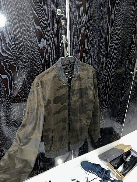 Zara Man Camo Suede Bomber Jacket Size Medium For Men 5