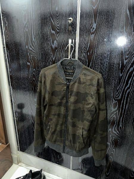Zara Man Camo Suede Bomber Jacket Size Medium For Men 7