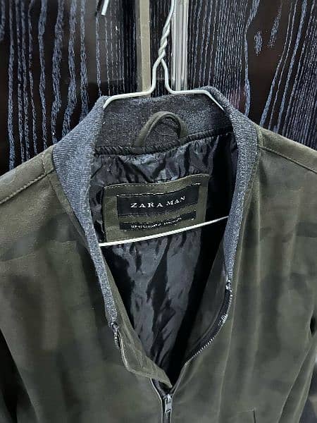 Zara Man Camo Suede Bomber Jacket Size Medium For Men 8