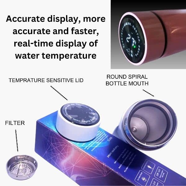 temperature water bottle, smart thurmos, hot and cold water bottle 2