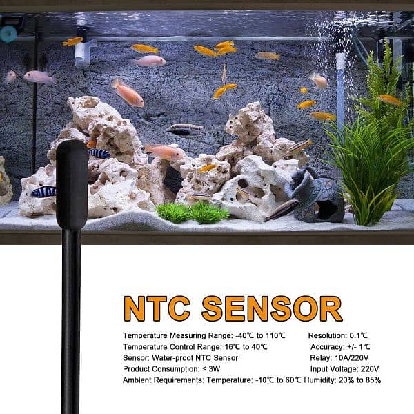 Digital LED Temperature Controller,Suction Cup Waterproof for Aquarium 8