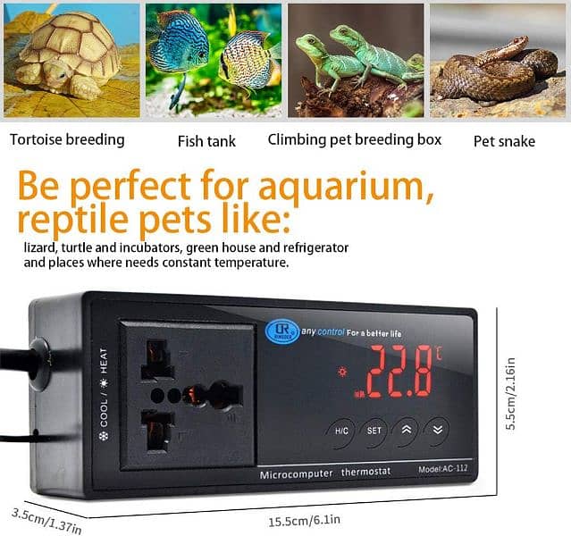 Digital LED Temperature Controller,Suction Cup Waterproof for Aquarium 9