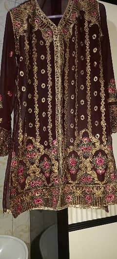 Browen colour sharara and blue fancy  party dress