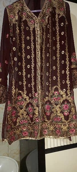 Browen colour sharara and blue fancy  party dress 0