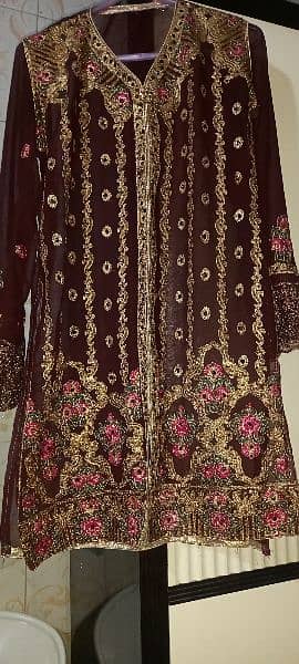 Browen colour sharara and blue fancy  party dress 1
