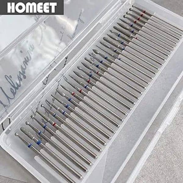 Homeet 30pcs Diamond Nail Drill Bit Set, 3/32 Inch 1