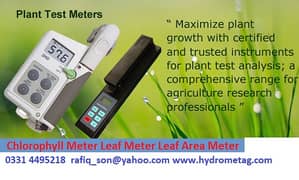 Chlorophyll, Leaf Meter, Leaf Area Meter Soil Testing Soil Moisture