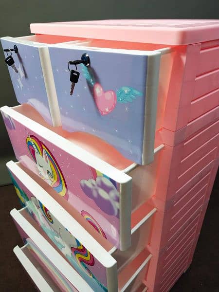 Baby Almirah,kids cupboard, imported plastic drawer,Hanger portion 8
