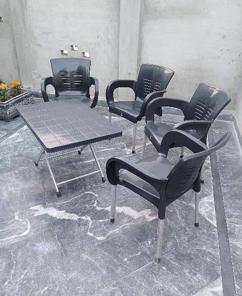 Plastic table chair online set olx