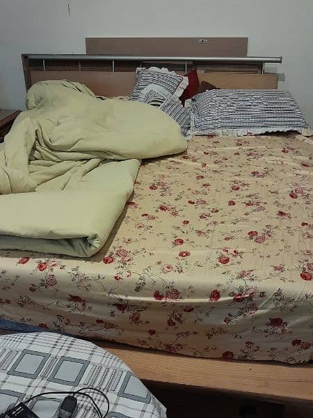 habit king size wooden bed with side table ,without mattress 4