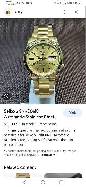 Seiko 5 sports Gold plated Mens SNKE06k1 9