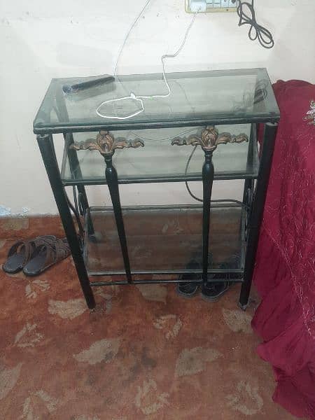 Road iron bed with 2 side tables or with led tolley or 2 chairs  table 3