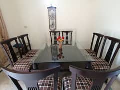European style pure Wooden 8 seater dining table