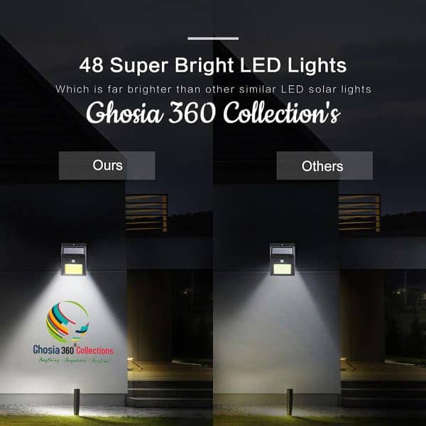 48 LED COB Solar Light Human Infrared PIR Motion Sensor Wall Lamp 6