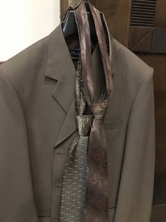 Men Pant coat (Brown) with two free Ties