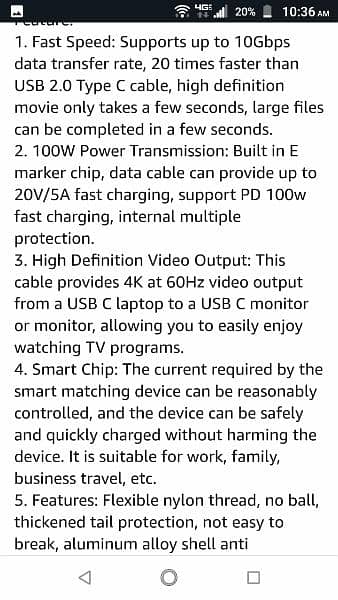 4k display 10gb  5A type C to C 3.1  gen 2 cable 2