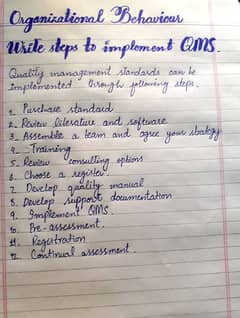 Handwritten assignment work