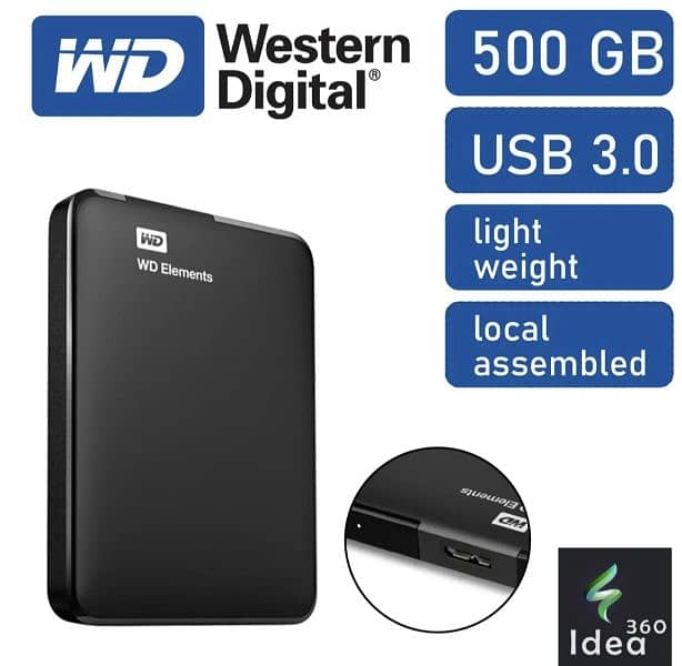 500GB External Hard Disk Portable | WD Element Hard Drive USB 3.0 2