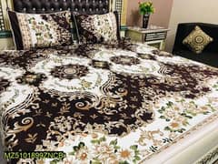 3 Pcs Crystal Cotton Printed Double Bedsheets