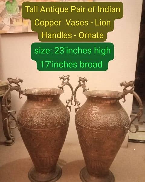 antique Samarkand handcrafted brass vase pair What's app 03198941540 0