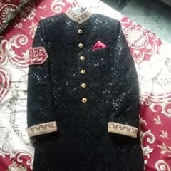 black velvet sherwani for sale with inner kulla and black khoosa 0