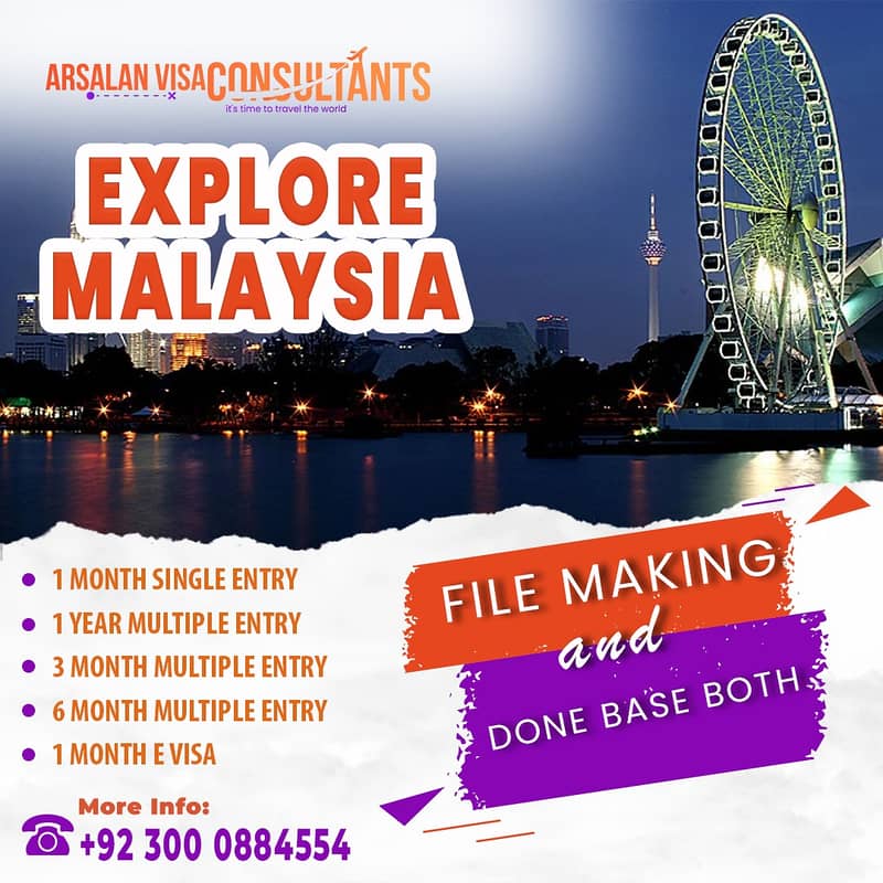 Malaysia E visit visa + sticker visa services done base 03000884554 0
