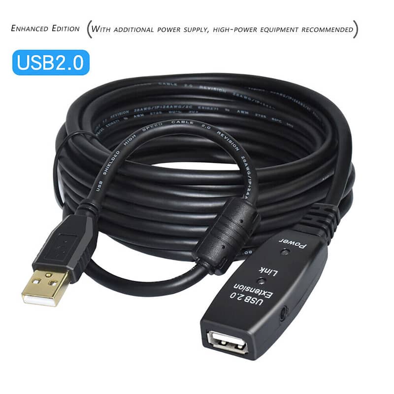 "30 Metres" USB 2.0 Hi-Speed Amplifier Extension Cable With Adapter 2