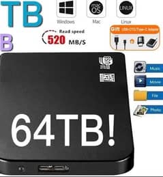 Imported harddrive new 64  TB external -easy to carry - light weight