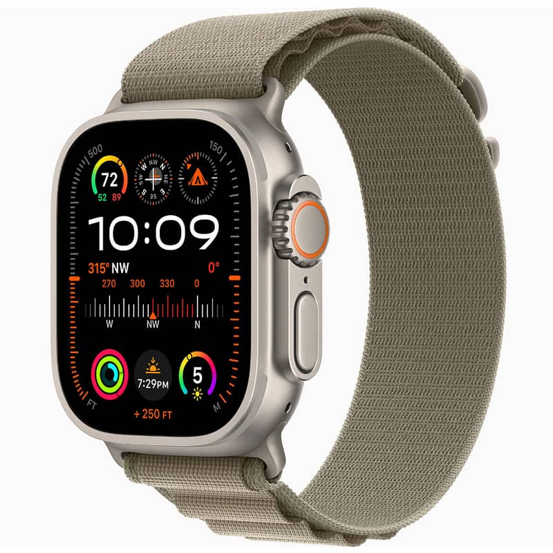 Apple Watch Ultra 2 49mm Titanium Case with Olive Alpine Loop Band 0