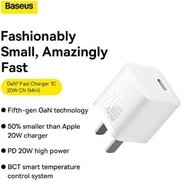Baseus GaN5 Fast Charger 1C 20W CN Set Mini Type C to iPhone cable 2