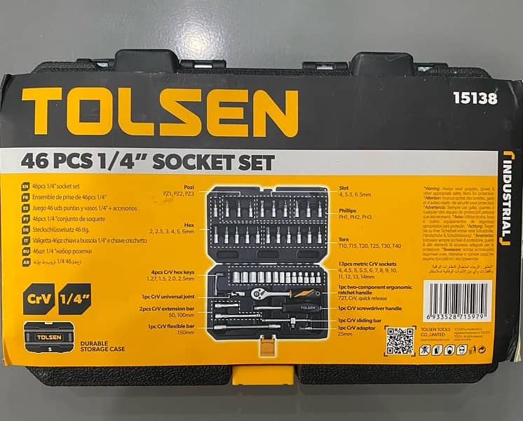 46 PCS 1/4’’ SOCKET SET TOLSEN 100% ORIGINAL 0