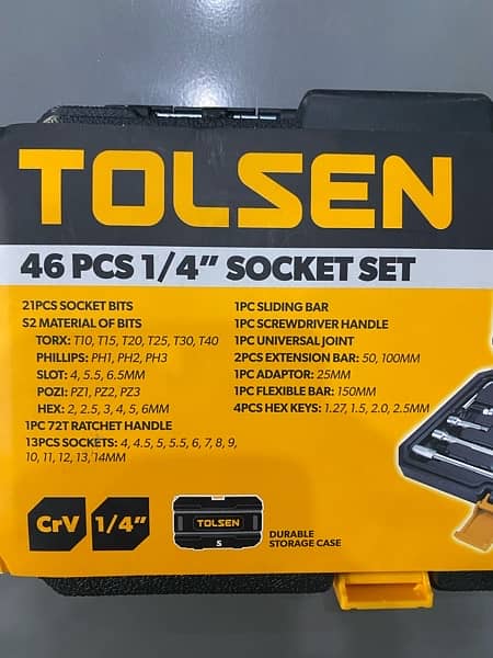 46 PCS 1/4’’ SOCKET SET TOLSEN 100% ORIGINAL 9